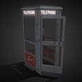 Public Telephone Booth Exterior With Open Door And Vintage Graffiti Art