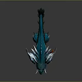 Game and Movie Ferocious Mythical Beast Character With Blue White Crystal Spikes Yellow Claws