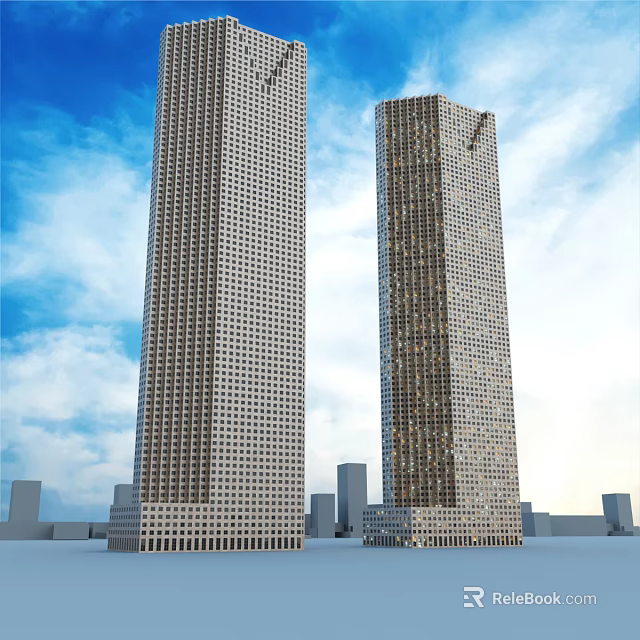 Modern High Rise Residential Building Exterior With Glass Facade And Blue Sky 3d model 