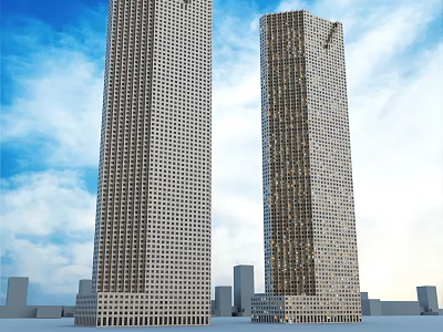 Modern High Rise Residential Building Exterior With Glass Facade And Blue Sky 3d model