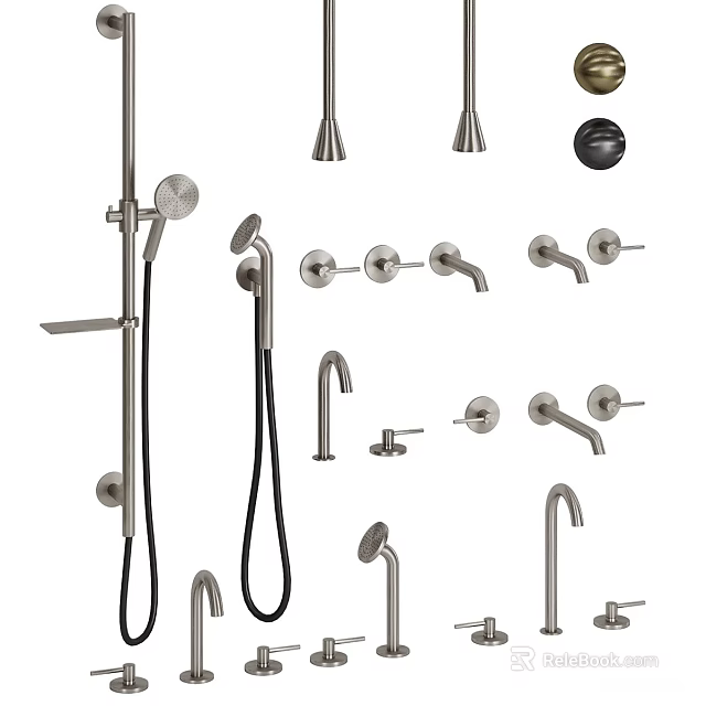 Multiple Types of Bathroom Kitchen and Shower Faucets with Accessories 3d model 