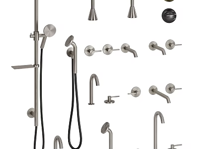 Multiple Types of Bathroom Kitchen and Shower Faucets with Accessories 3d model