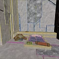 Minimalist Modern Interior Furniture With Gray Marble Floor And Daybed With Blue Red Cushions