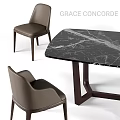 Modern Elegant Dining Table And Chairs Set With Marble Top For Contemporary Spaces 3d model