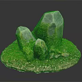 Natural Wood Stone Landscape Ornament With Moss Covered Rocks Grass And Pebbles
