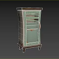 Vintage Style Light Green Wardrobe With White Panels Wooden Top And Handle