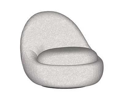 Modern Single Sofa With Round Shape Light Gray Fabric Comfortable Design 3d model