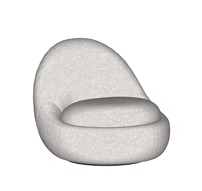 Modern Single Sofa With Round Shape Light Gray Fabric Comfortable Design 3d model