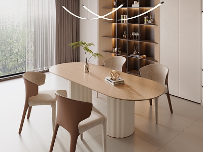 Cream Style Restaurant Cream Style Dining Table Cream Style Dining Chair Cream Style Dining Table and Chair Cream Style Wine Cabinet 3d model