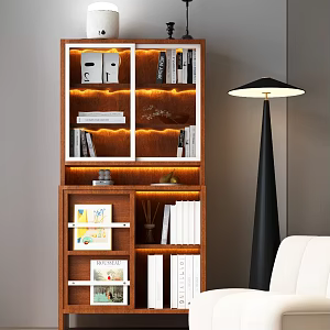Modern Bookcase Modern Middle Ancient Bookcase Middle Style Bookcase Floor Lamp Modern Middle Ancient Leisure Chair 3d model