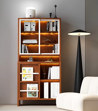 Modern Bookcase Modern Middle Ancient Bookcase Middle Style Bookcase Floor Lamp Modern Middle Ancient Leisure Chair 3d model