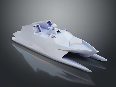 Advanced Modern Streamlined Catamaran Vessel With Sleek Hull And Cockpit Design 3d model