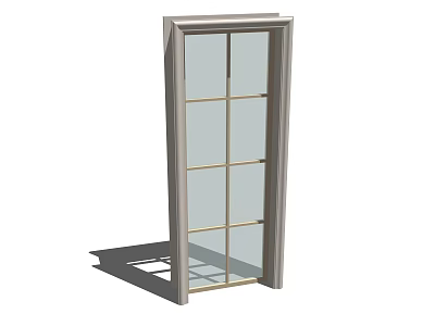 Modern Swing Door With Glass Grid Panels And Light Gray Frame 3d model