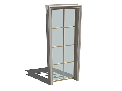 Modern Swing Door With Glass Grid Panels And Light Gray Frame 3d model