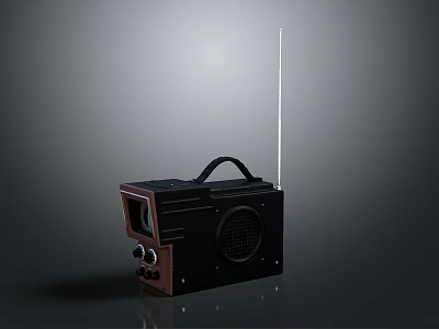 Vintage Black And Brown Portable Weapon Featuring Handle And Antenna Structure 3d model