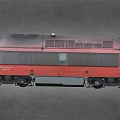 Red Diesel Train with Black Roof Yellow Front and Detailed Engine Model