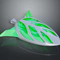 Shiny Leaf Shaped Decorative Household Item with Green Transparent Sections and Silver Frame