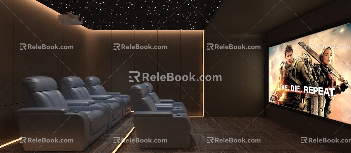 Modern AV Room Simple Technology Home Theater Private Cinema Light Luxury 3d model