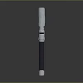 Long Shaft Metal Weapon With White And Gray Segmented Design Elements