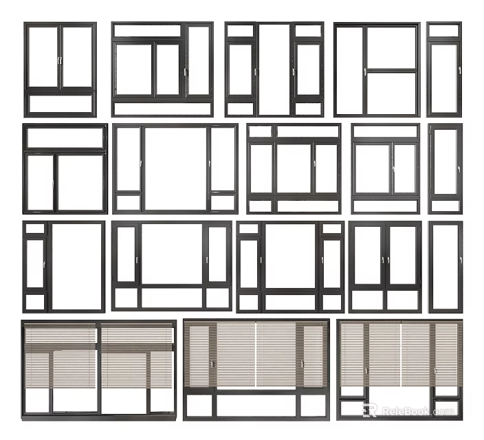 Various Casement Windows With Modern Styles And Different Frame Designs For Home Use 3d model