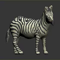 Animated Zebra Game Character With Black White Stripes Standing Pose Against Dark Background