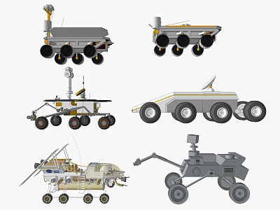 Detailed Illustrations of Various Lunar Rover Models for Space Missions 3d model
