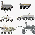 Detailed Illustrations of Various Lunar Rover Models for Space Missions