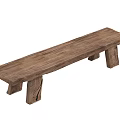 Natural Wooden Bench With Solid Wood Structure And Rustic Design For Home Use 3d model