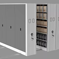 Modern Gray Bookcase With Lockable Doors And Multiple Files Storage Compartments 3d model