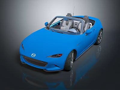 Blue Mazda Convertible With Modern Sporty Design Open Top And Black Wheels 3d model