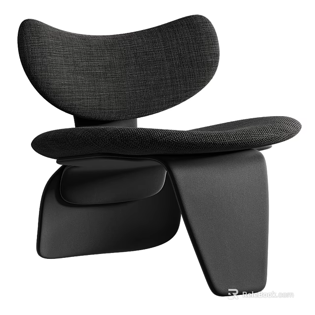 Modern Black Fabric Leisure Chair Featuring Curved Backrest And Stylish Base For Living Room 3d model 