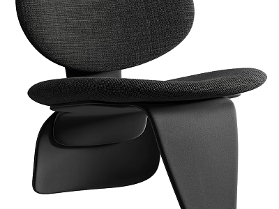 Modern Black Fabric Leisure Chair Featuring Curved Backrest And Stylish Base For Living Room 3d model