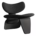 Modern Black Fabric Leisure Chair Featuring Curved Backrest And Stylish Base For Living Room