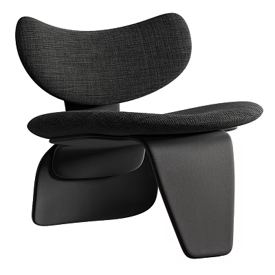 Modern Black Fabric Leisure Chair Featuring Curved Backrest And Stylish Base For Living Room 3d model