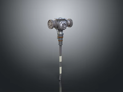 Tactical Long Rod Weapon With Dual Circular Top Components And Military Design 3d model