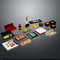 Traditional Japanese Food Dishes Including Sushi Served in Decorative Boxes With Chopsticks