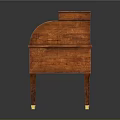 Vintage Wooden Desk With Carved Details Drawers And Golden Legs Design