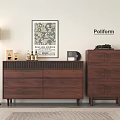 Wooden Entryway Cabinet and Side Cabinet with Floor Lamp Artwork Radio and Decorative Items