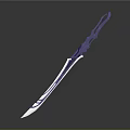 Purple Sword With Intricate Patterns On Gray Gradient Background And Reflective Surface