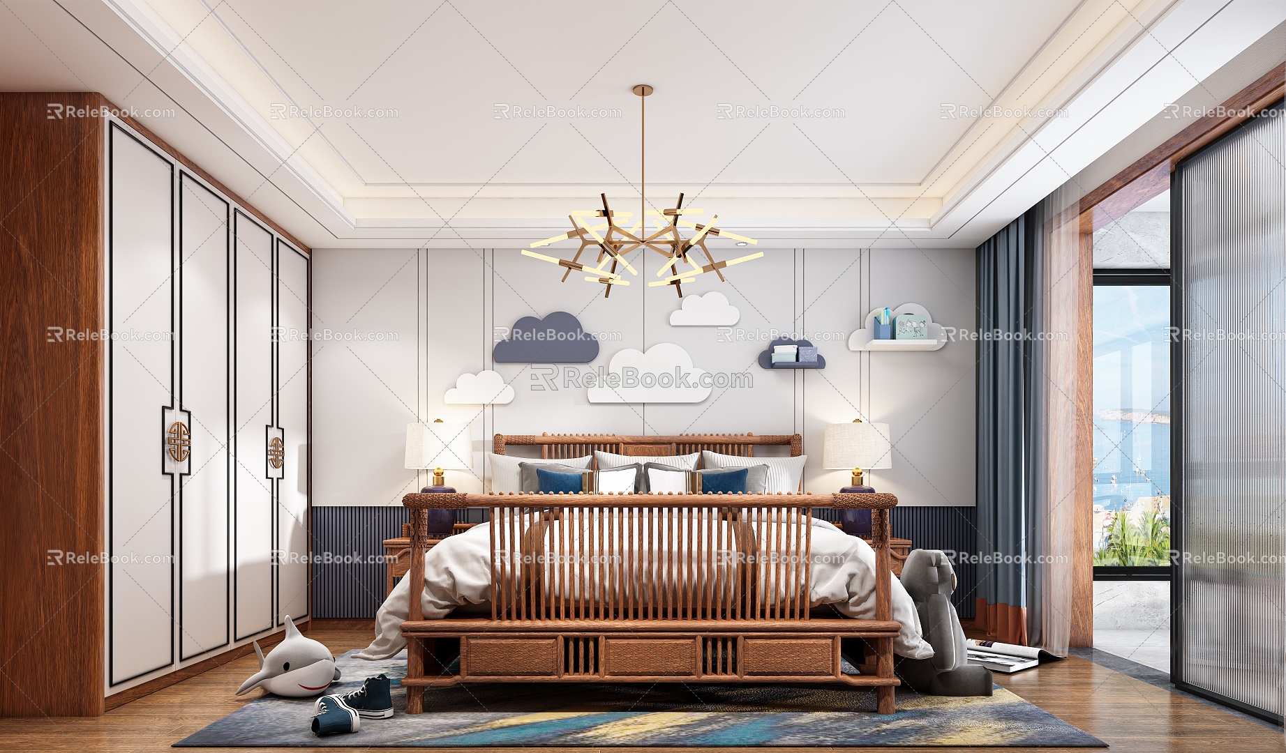 New Chinese Boy Bedroom 3d model