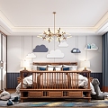 New Chinese Boy Bedroom 3d model