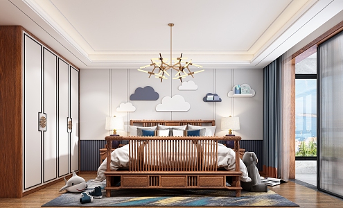 New Chinese Boy Bedroom 3d model