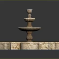 Three Tiered Stone Fountain With Petal Shaped Basin For Outdoor Decoration