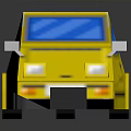Yellow Block Toy Car With Blue Windows And Playful Retro Design