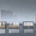 Decorative Ornament Display Set With Transparent Cases And Wooden Bases