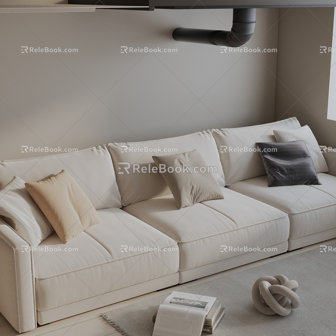 Modern three-seat sofa 3d model