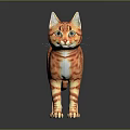 Orange Tabby Cat in Standing Position on Reflective Surface with Detailed Fur Patterns 3d model