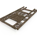 Wooden Frame Structure With Geometric Design And Intersecting Slats In Natural Texture