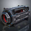 Futuristic Sci Fi Mechanical Device With Red Accents Blue Lights And Hexagonal Panel Design 3d model