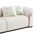 Modern Beige Curved Sofa With Soft Cushions And Elegant Wooden Base Design